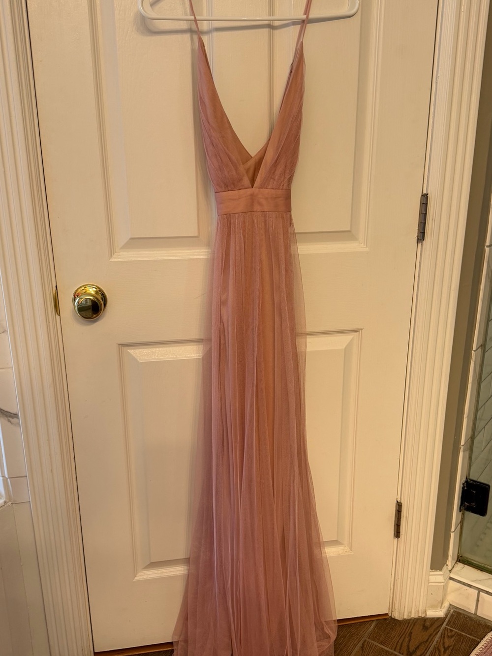 Windsor Blush Spaghetti Strap Tulle Maxi Dress